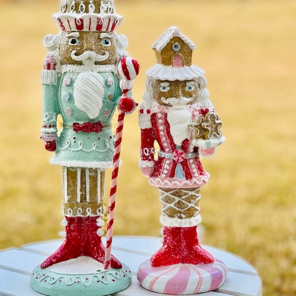 2 Pastel Standing Gingerbread Nutcrackers - Picture 3 of 8